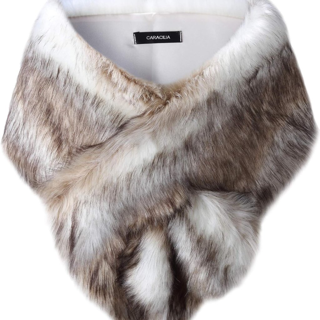 Women Luxury Faux Fur Coat Jackets Wrap Cape Shawl For Wedding Party